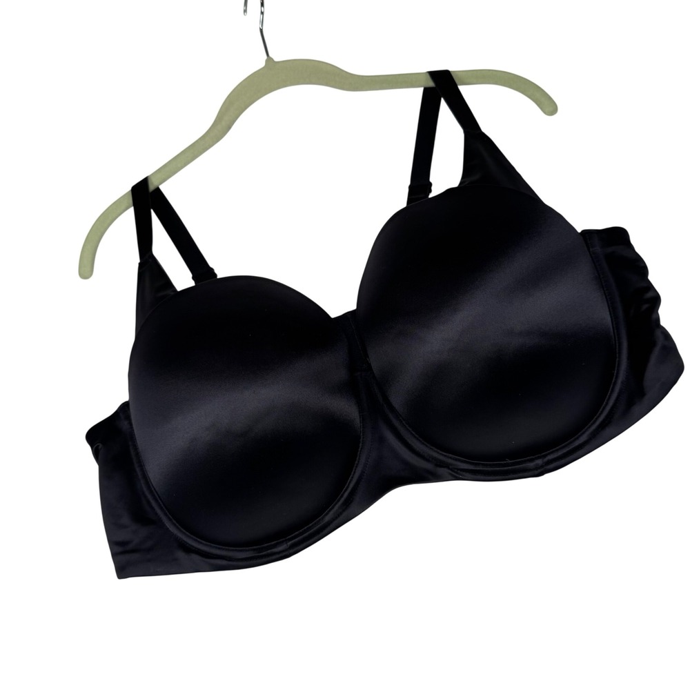Torrid Curve Black‎ Push Up Balconette Bra 42DDD Satin Feel Full Coverage